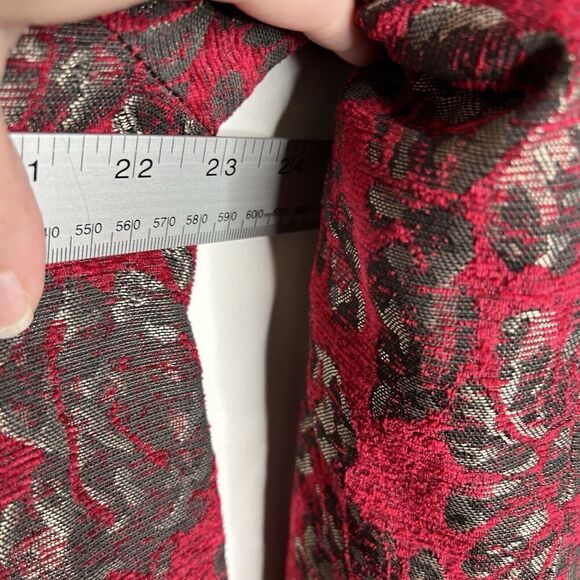 Chicos Jacket Topper Womens Size 2 US 12/14 Red Floral Jacquard Tapestry - Picture 3 of 16